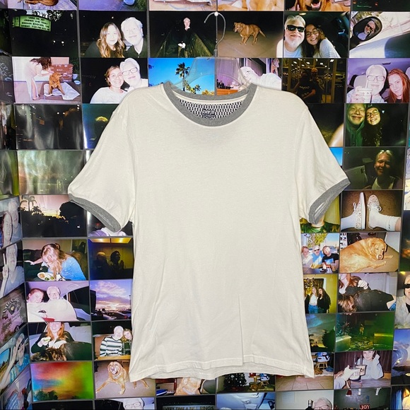Macy's Other - White t shirt w gray trim :))